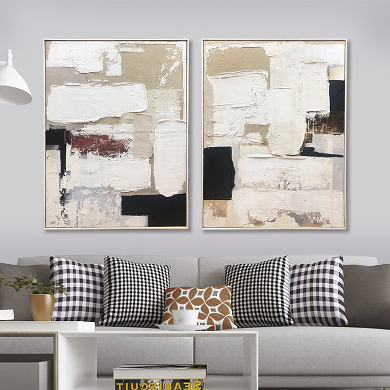 Wall Art Original Abstract Painting on Framed Canvas 900mmx1200mm Set of 2 Acceptance of imperfection