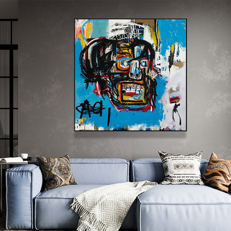 50cmx50cm Blue Head Black Frame Canvas Wall Art