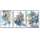40cmx60cm Watercolor Style Abstract Flower 3 Sets Black Frame Canvas Wall Art