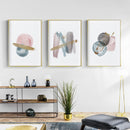 40cmx60cm Blush Pink Watercolor 3 Sets Gold Frame Canvas Wall Art