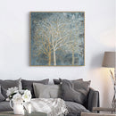 60cmx60cm Forest In The Twilight Trees Gold Frame Canvas Wall Art
