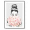 Wall Art 90cmx135cm Roses Girl Black Frame Canvas