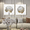 70cmx70cm Gold And White Blossom On White 2 Sets Gold Frame Canvas Wall Art