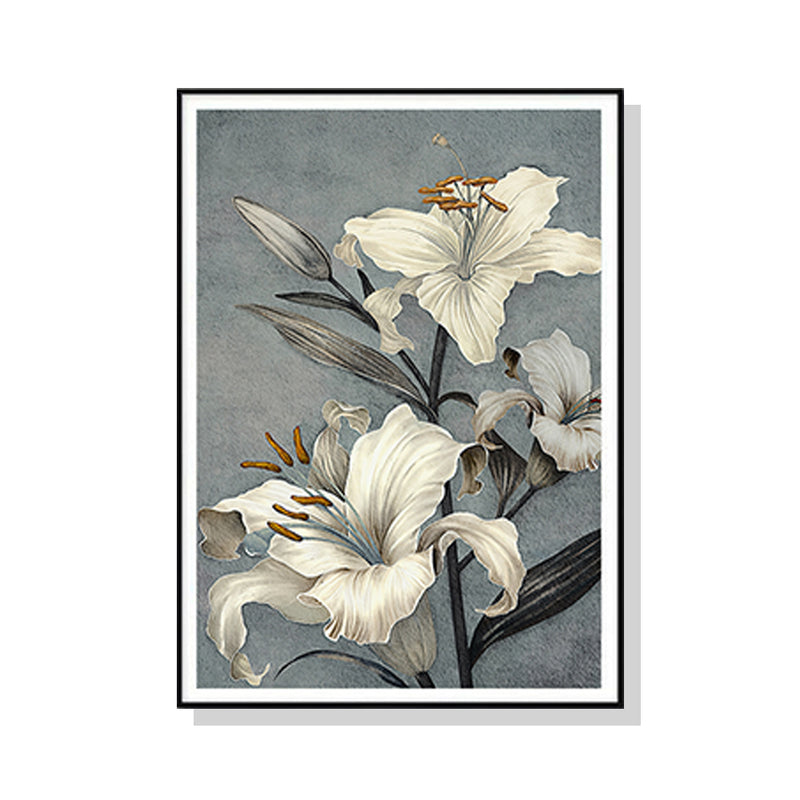 Wall Art 90cmx135cm Floral Lily II Black Frame Canvas