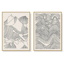 60cmx90cm Line Art Mountain 2 Sets Gold Frame Canvas Wall Art