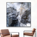 50cmx50cm Marbled Black Grey Black Frame Canvas Wall Art