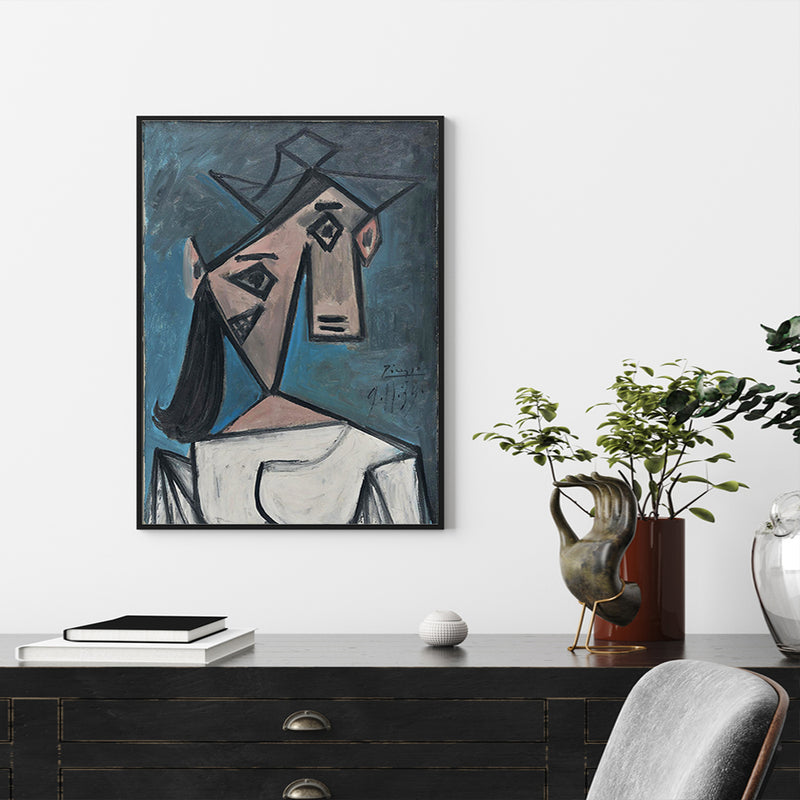 50cmx70cm Head Of A Woman By Pablo Picasso Black Frame Canvas Wall Art