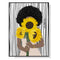50cmx70cm African Woman Sunflower Black Frame Canvas Wall Art