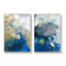 50cmx70cm Marbled Blue And Gold 2 Sets Gold Frame Canvas Wall Art