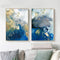 50cmx70cm Marbled Blue And Gold 2 Sets Gold Frame Canvas Wall Art