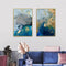 50cmx70cm Marbled Blue And Gold 2 Sets Gold Frame Canvas Wall Art