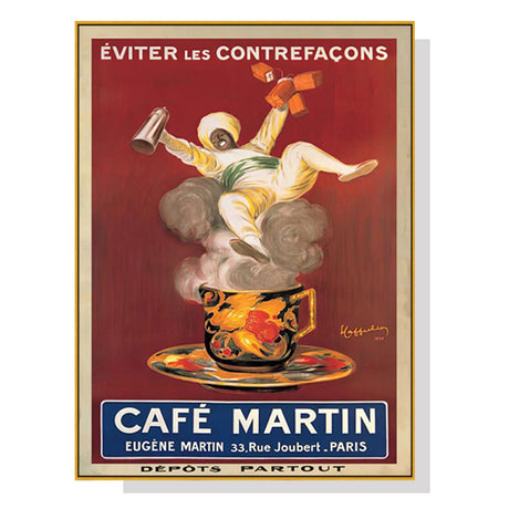 50cmx70cm Cafe Martin Gold Frame Canvas Wall Art