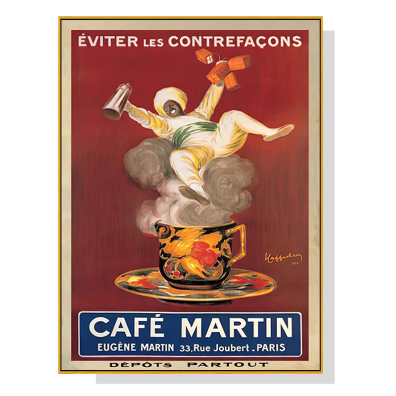 50cmx70cm Cafe Martin Gold Frame Canvas Wall Art