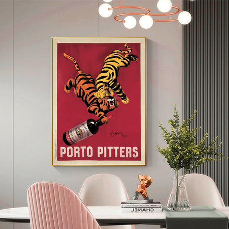 60cmx90cm Porto Pitters Vintage Gold Frame Canvas Wall Art