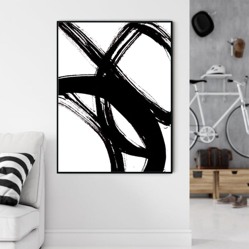 60cmx90cm  Minimalist Black Artwork Black Frame Canvas Wall Art