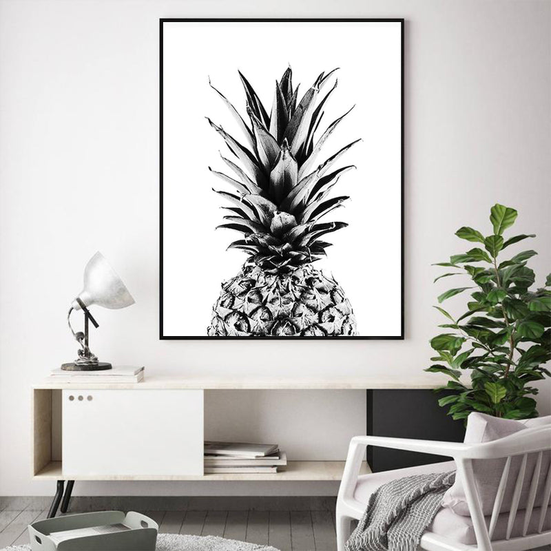 70cmx100cm Pineapple Black Frame Canvas Wall Art