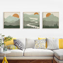 50cmx50cm Sage Green Landscapes 3 Sets Wood Frame Canvas Wall Art