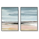 60cmx90cm Pink Beach Landscape 2 Sets Black Frame Canvas Wall Art
