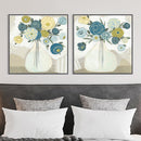 50cmx50cm Blue Bouquet 2 Sets Black Frame Canvas Wall Art