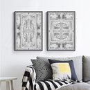 40cmx60cm Black White Pattern 2 Sets Black Frame Canvas Wall Art
