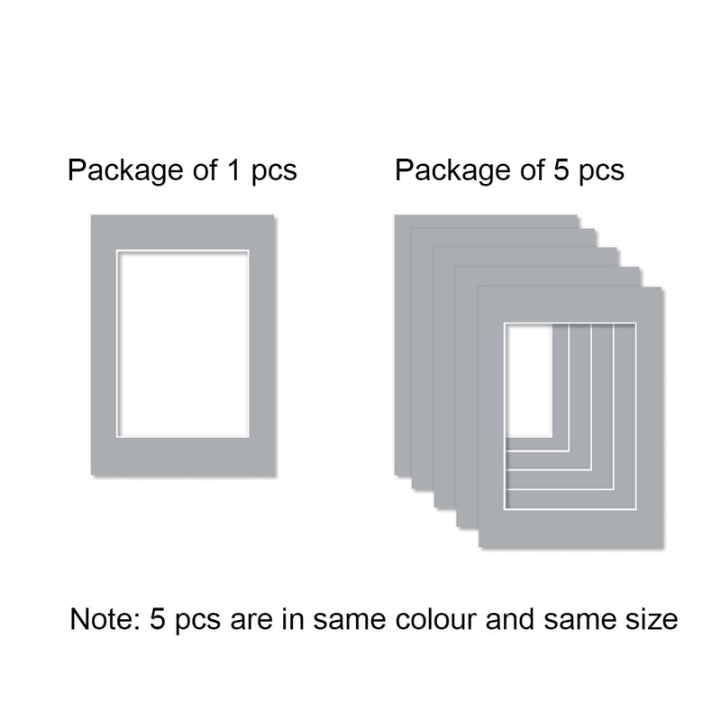 Pre-Cut Matboards, Frame Matboard with Window, Light Grey A1, A2, A3, A4