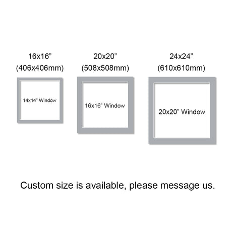 Pre-Cut Square Matboards, Frame Matboard with Window, Black, 16x16