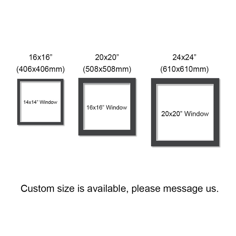 Dark Blue Square Matboards, Frame Matboard with Window, 16x16", 20x20", 24x24"