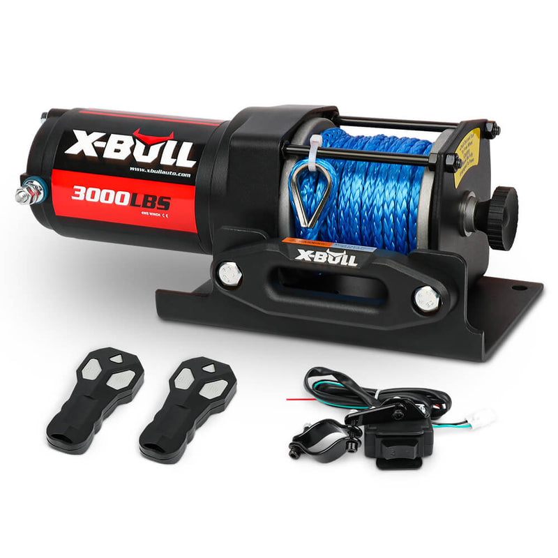 X-BULL 12V Electric Winch 3000LB ATV Winch Boat Trailer Winch Synthetic Rope 4WD