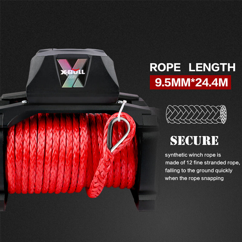 X-BULL 14500LBS Electric Winch 12V synthetic rope with Recovery Tracks Gen3.0 Red