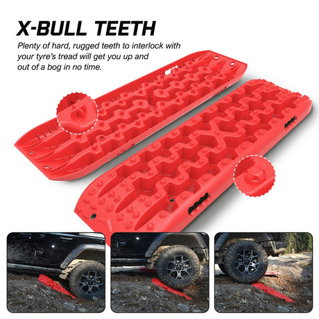 X-BULL Recovery Tracks Gen 3.0 Sand Track Mud Snow 10T 2 Pairs 4PC 4WD 4X4 Red