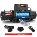 X-BULL 12V Electric Winch 12000LBS synthetic rope with 4PCS Recovery Tracks Gen3.0 Black