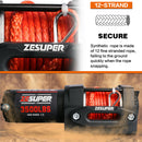 ZESUPER 3500LB Electric Winch 12V Wireless Portable ATV UTV Boat Trailer 4WD