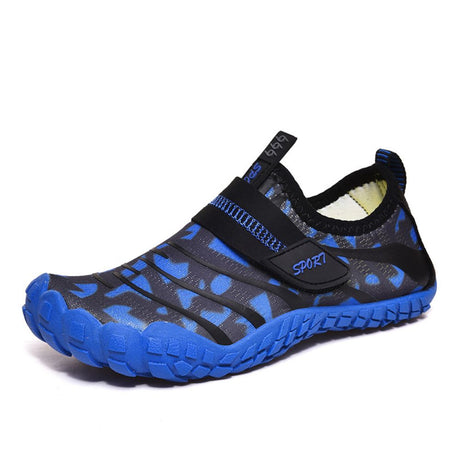 Kids Water Shoes Barefoot Quick Dry Aqua Sports Shoes Boys Girls (Pattern Printed) - Blue Size Bigkid US3 = EU34