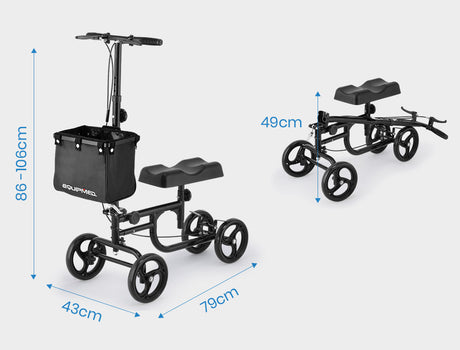 EQUIPMED Knee Scooter Walker Folding Mobility Alternative to Crutches Wheelchair