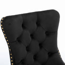 AADEN 2x Velvet Dining Chairs with Golden Metal Legs-Black