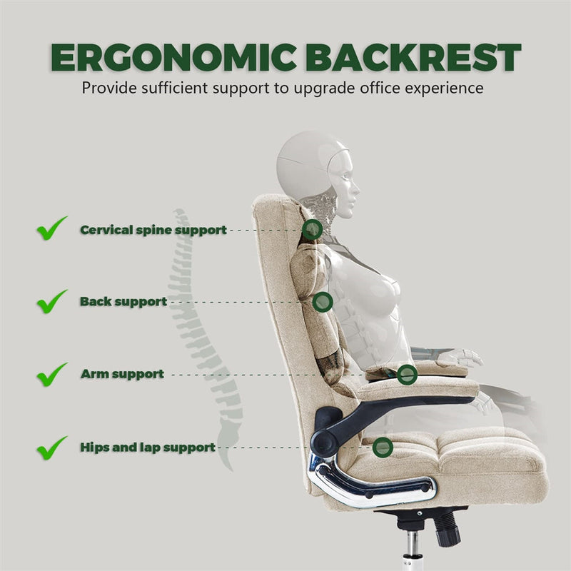 Soft Velvet Home Ergonomic Swivel Adjustable Tilt Angle and Flip-up Arms Office Chair