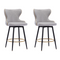 2x Swivel Bar Stools Tufted Counter Chairs with Stud Trim and Metal Base-Light Grey