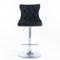 2x Height Adjustable Swivel Bar Stool Velvet Studs Barstool with Footrest and Chromed Base- Black