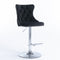 2x Height Adjustable Swivel Bar Stool Velvet Studs Barstool with Footrest and Chromed Base- Black