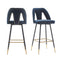 2x Velvet Bar Stool Gold Metal Legs Barstool Kitchen Nailhead Dining Chair