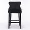 2x Velvet Upholstered Button Tufted Bar Stools with Wood Legs and Studs-Black