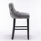 2x Velvet Upholstered Button Tufted Bar Stools with Wood Legs and Studs-Grey