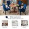 2x Velvet Dining Chairs Upholstered Tufted Kithcen Chair with Solid Wood Legs Stud Trim and Ring-Blue