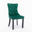 2x Velvet Dining Chairs- Green