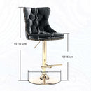 2x Height Adjustable Swivel Bar Stool Velvet Studs Barstool with Footrest and Golden Base- Grey
