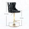 2x Height Adjustable Swivel Bar Stool Velvet Studs Barstool with Footrest and Golden Base- Grey
