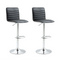2x Counter Height PU Leather Upholstered Adjustable Height Swivel Bar Stools -Black