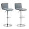2x Counter Height Fabric Upholstered Adjustable Height Swivel Bar Stools -Grey Fabric