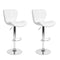 2x Counter Height PU Leather Upholstered Adjustable Height Swivel Bar Stools -White