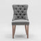AADEN Modern Elegant Button-Tufted Upholstered Linen Fabric with Studs Trim and Wooden legs Dining Side Chair-Gray
